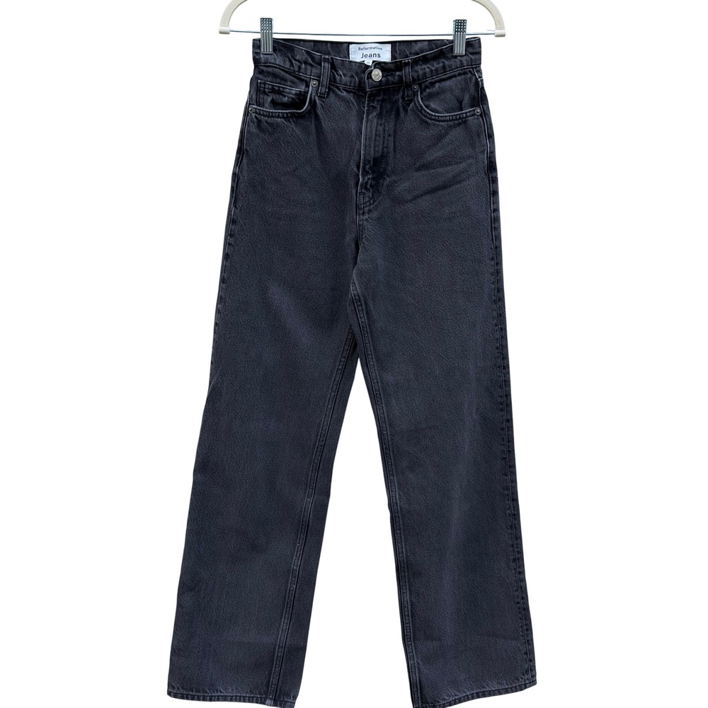 Reformation Wilder High Rise Wide Leg Jeans Women 25 Seattle Black Good